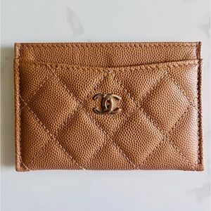 SOLD Chanel Flat Card Holder Caviar Gold Hardware 23P